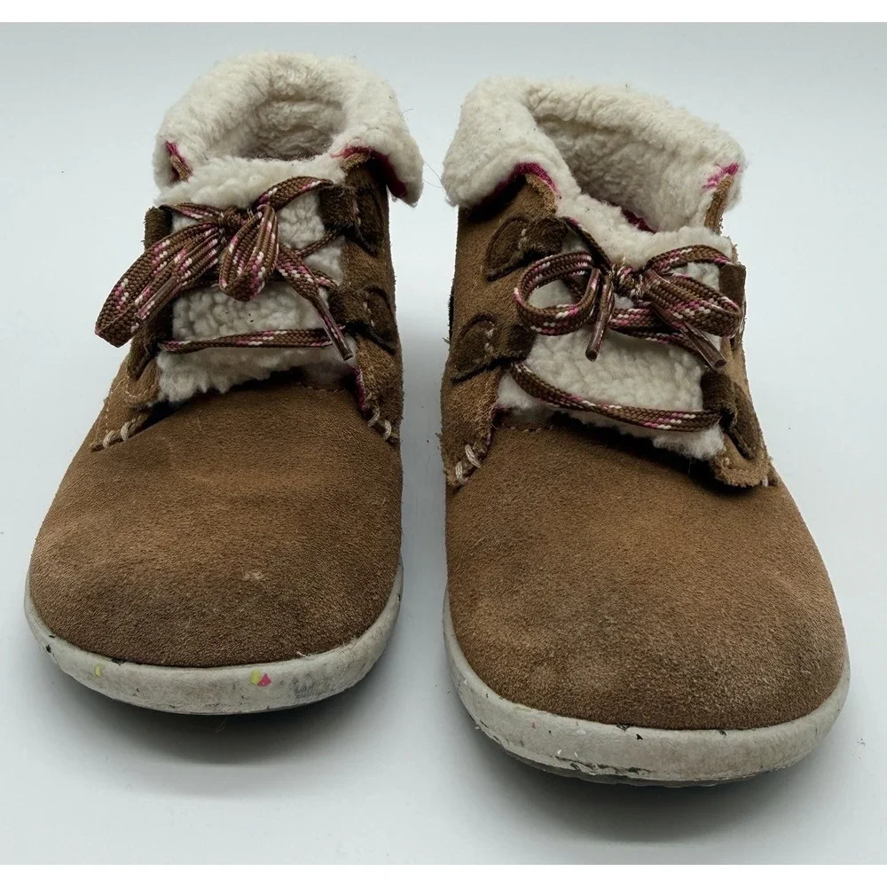 Merrell Toddler's Girl Sz 10 W Bare Steps Boots Chestnut Faux Fur Lining